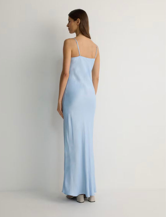 e- Blue dress satin