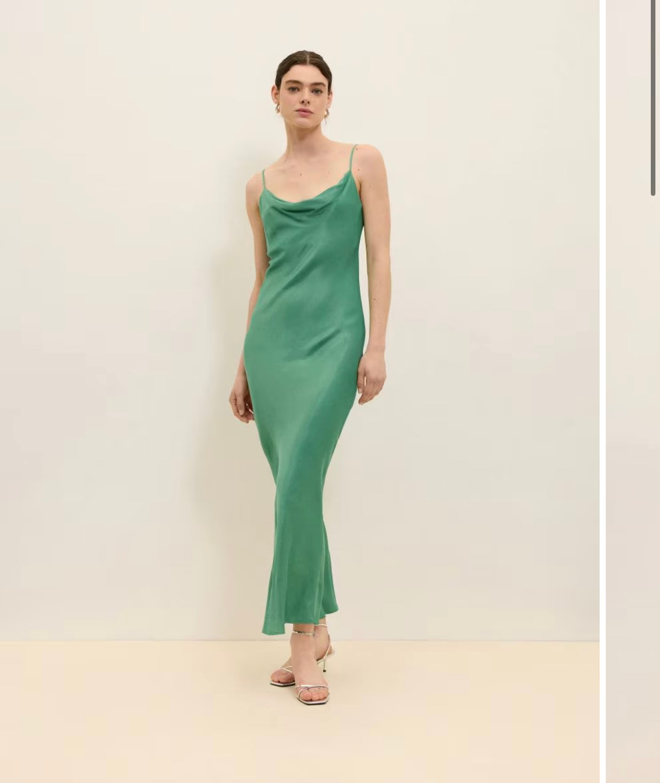 d- Satin green dress
