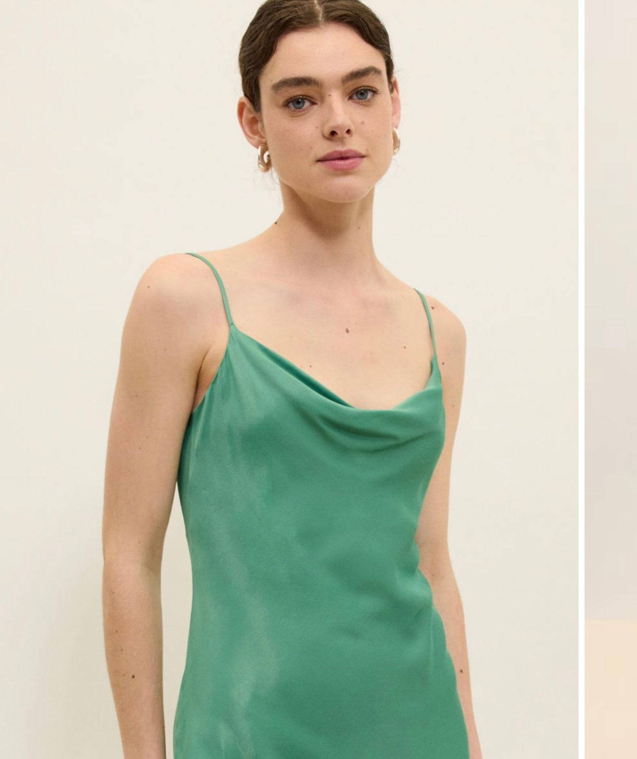 d- Satin green dress